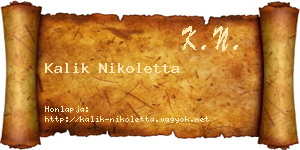 Kalik Nikoletta névjegykártya